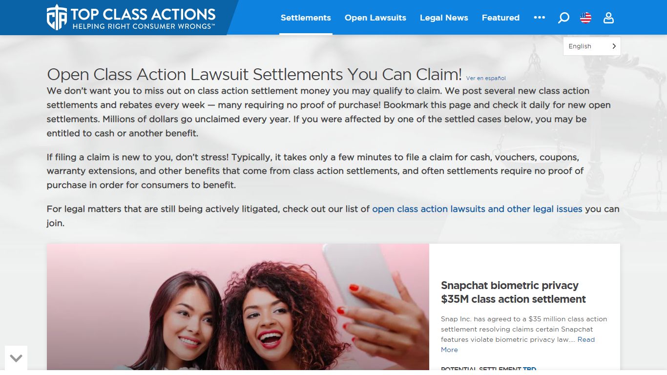 Class Action Lawsuit Settlements & Rebates - Top Class Actions